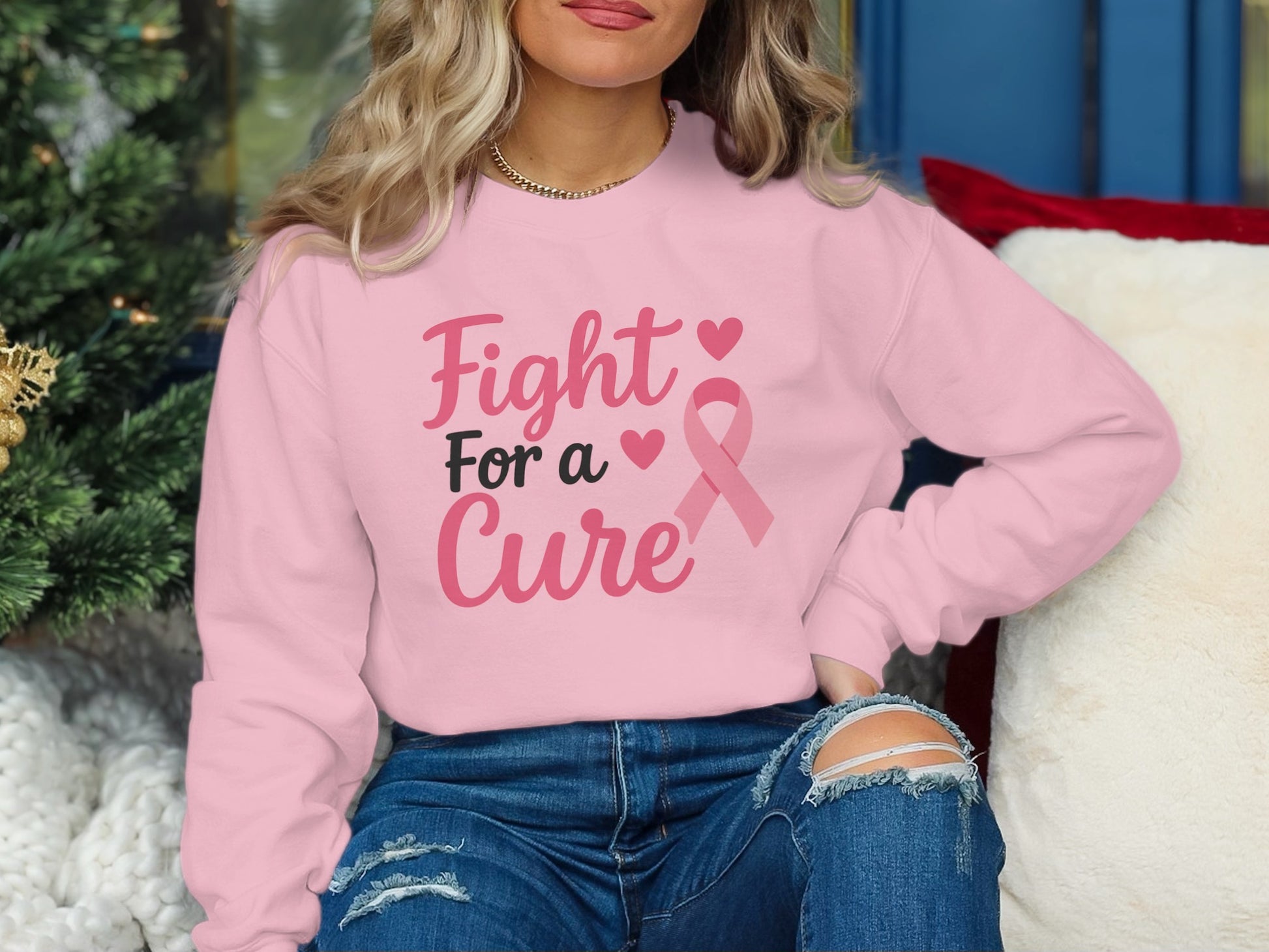 Fight For a Cure Pink Ribbon Sweatshirt product