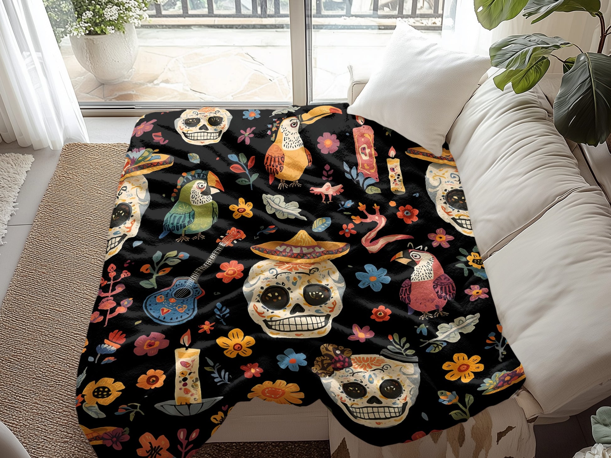 Colorful Day of the Dead Themed Blanket product