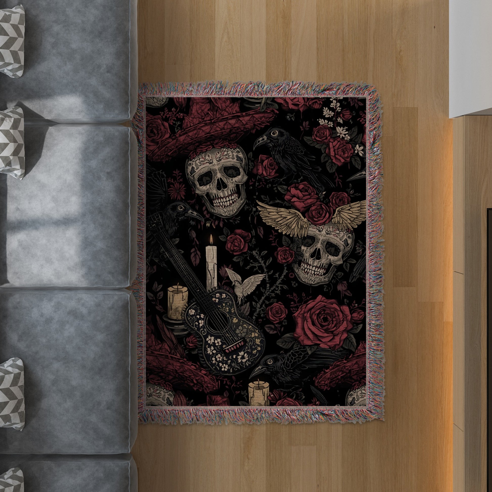 Gothic Skull and Roses Artistic Area Rug product type