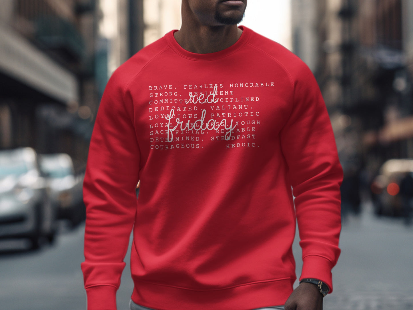 Brave Strong Red Sweatshirt with Motivational Words
