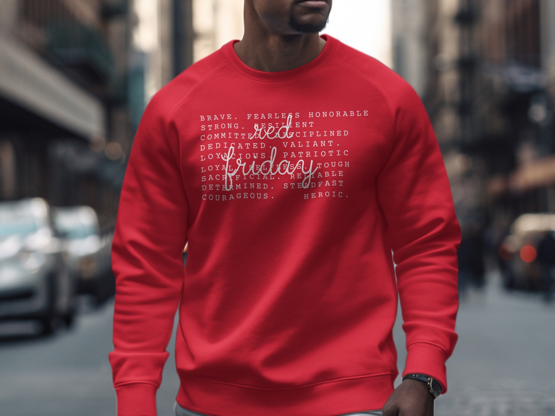 Brave Strong Red Sweatshirt with Motivational Words
