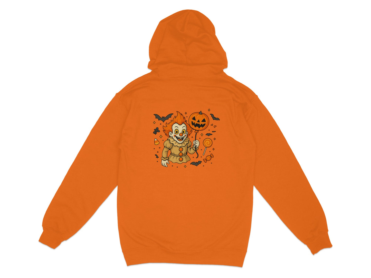 Halloween Themed Orange Hoodie with Creepy Clown product