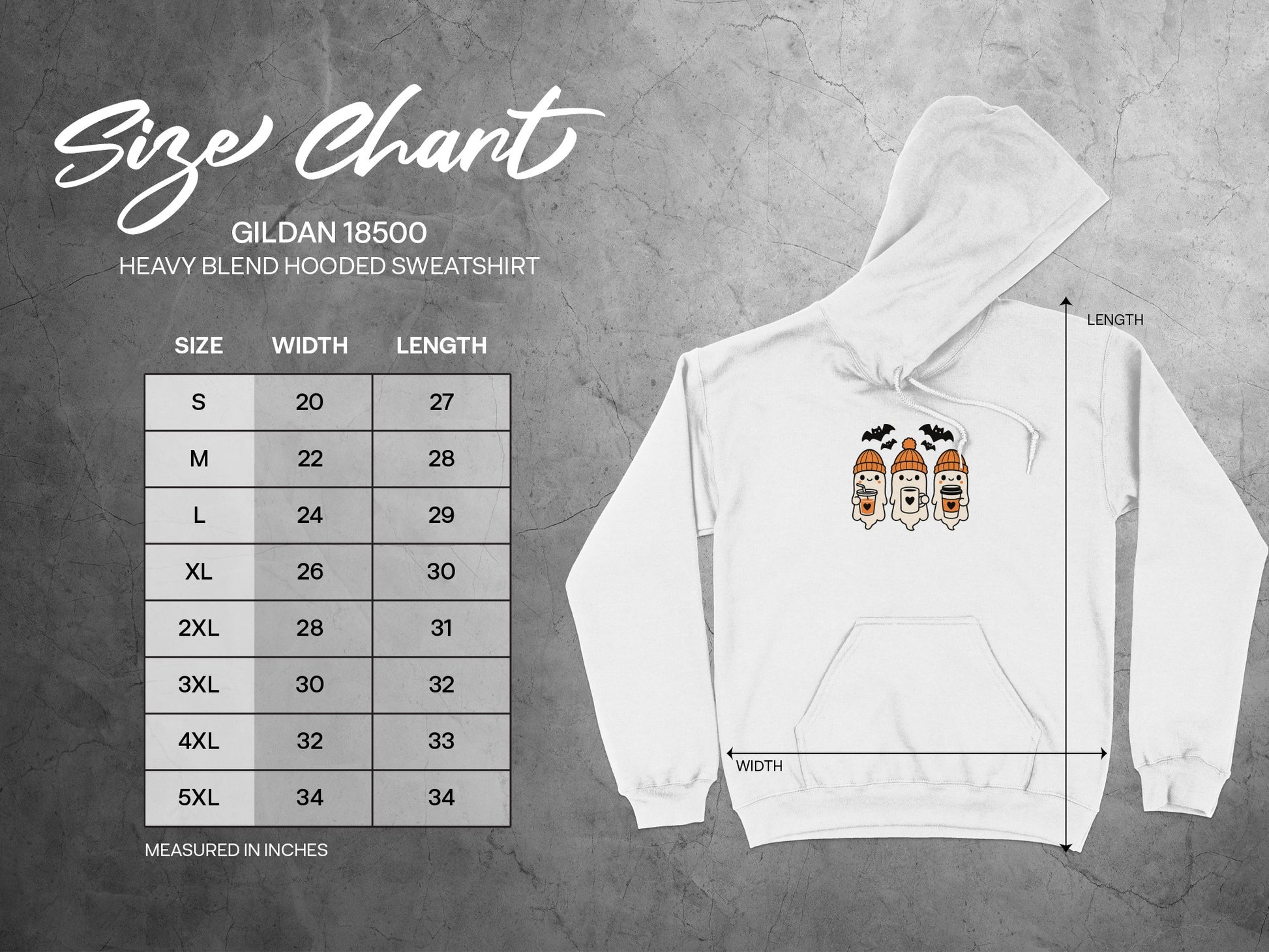 Halloween Themed Ghosts and Bats Hoodie Sweatshirt Product