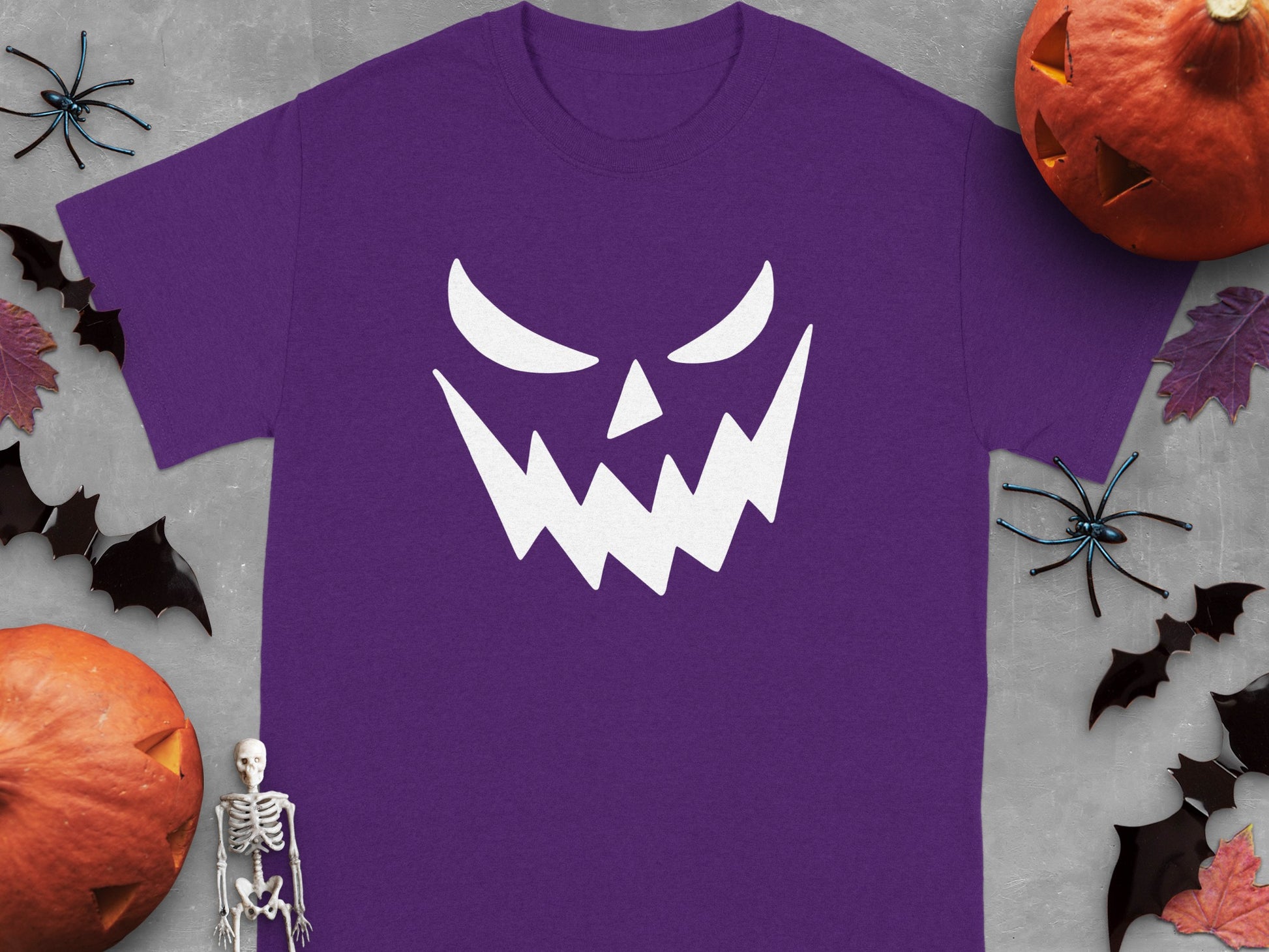 Halloween Purple Evil Grinning Face T-Shirt product type