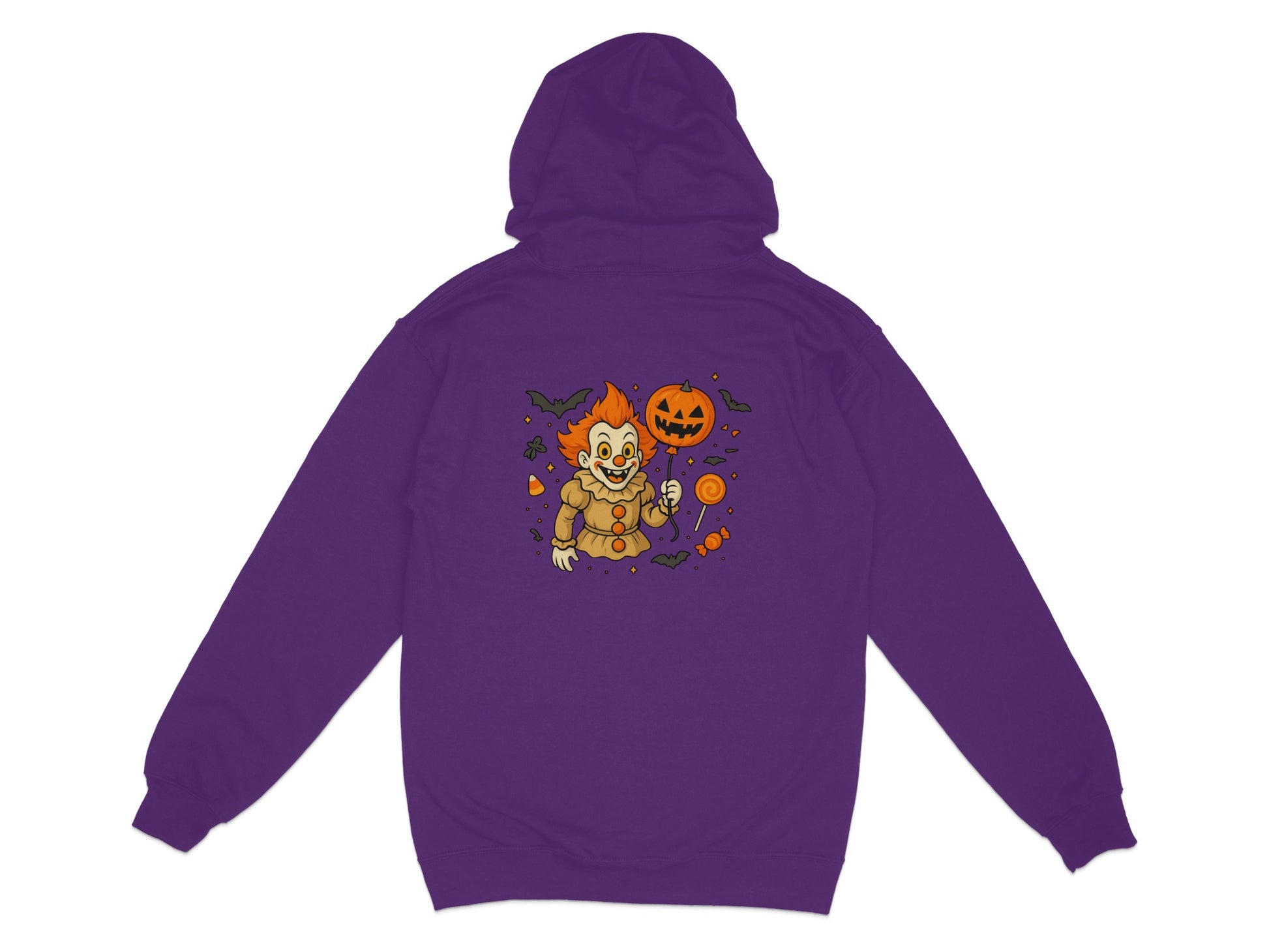 Halloween Pumpkin and Clown Print Purple Hoodie product