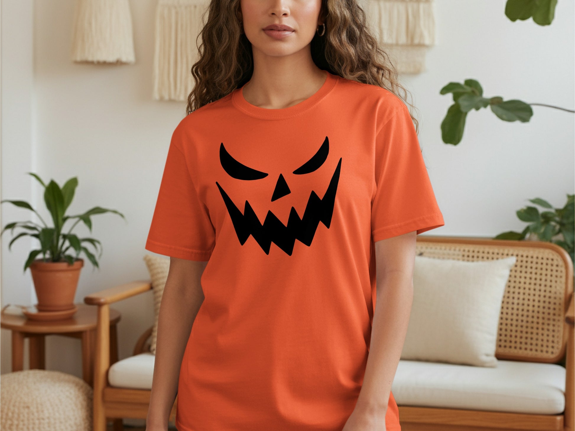 Spooky Halloween Pumpkin Face Graphic T-shirt product