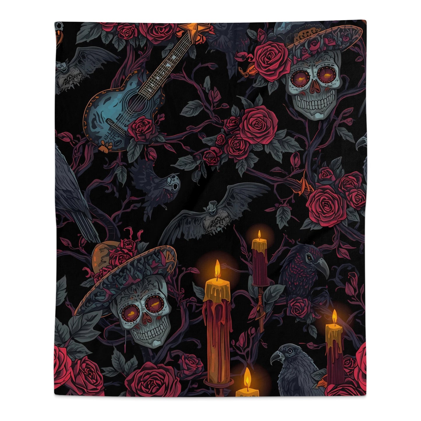 Gothic Skulls and Roses Design Blanket Product