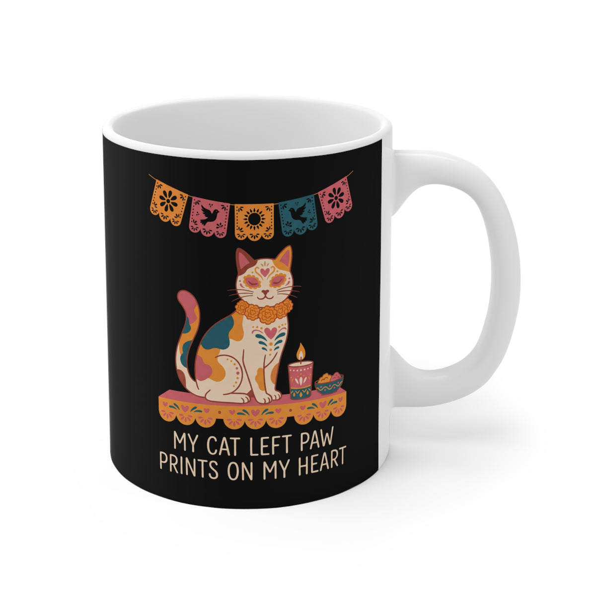 My Cat Left Paw Prints On My Heart | Day of the Dead Cat Mug