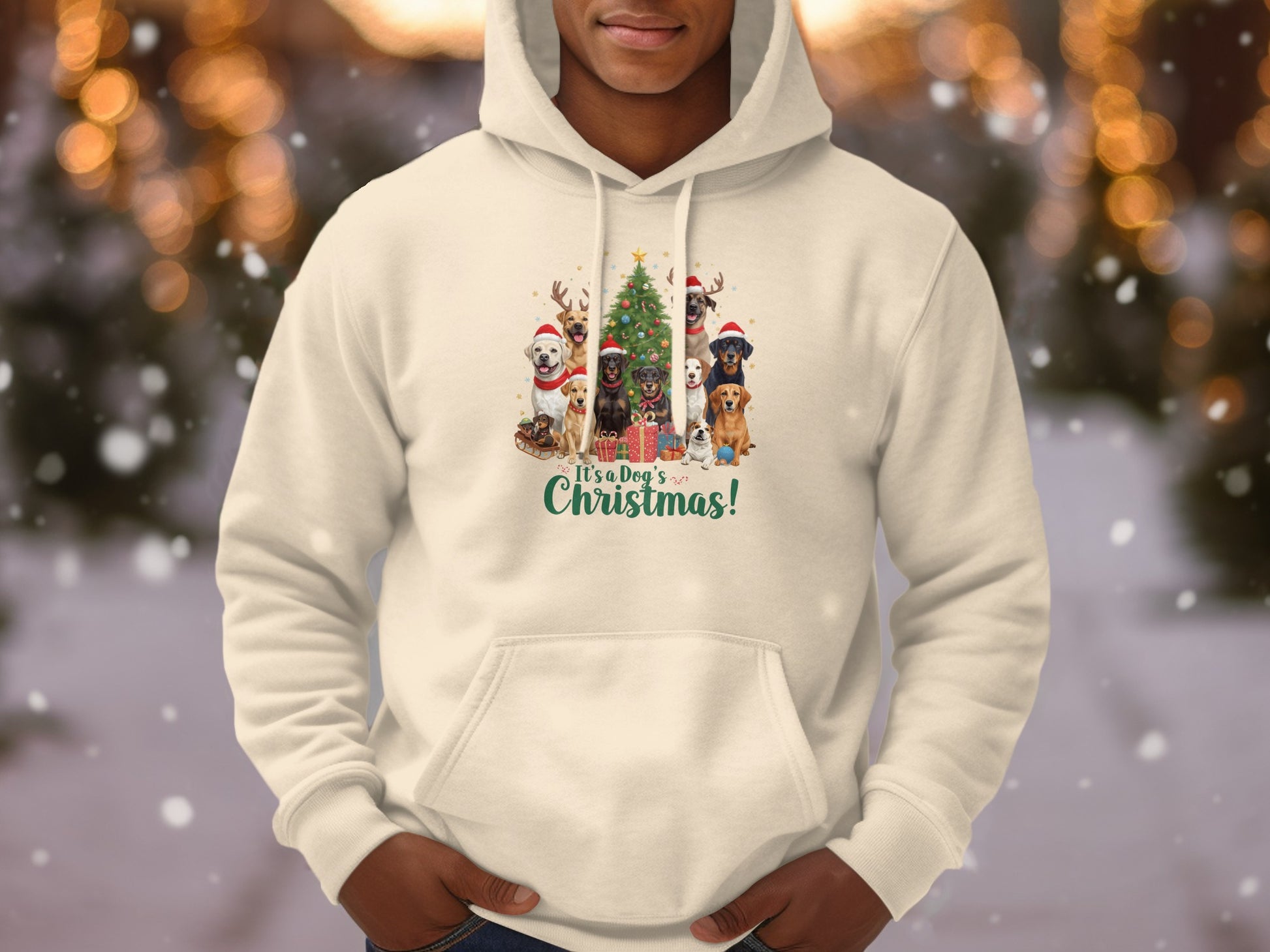 Festive Hoodie with Christmas Dog Theme for Holiday Season