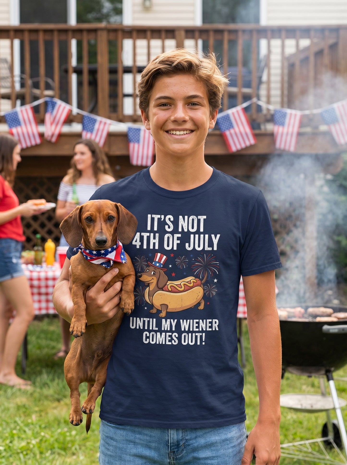 My Wiener Comes Out 4th of July T-Shirt