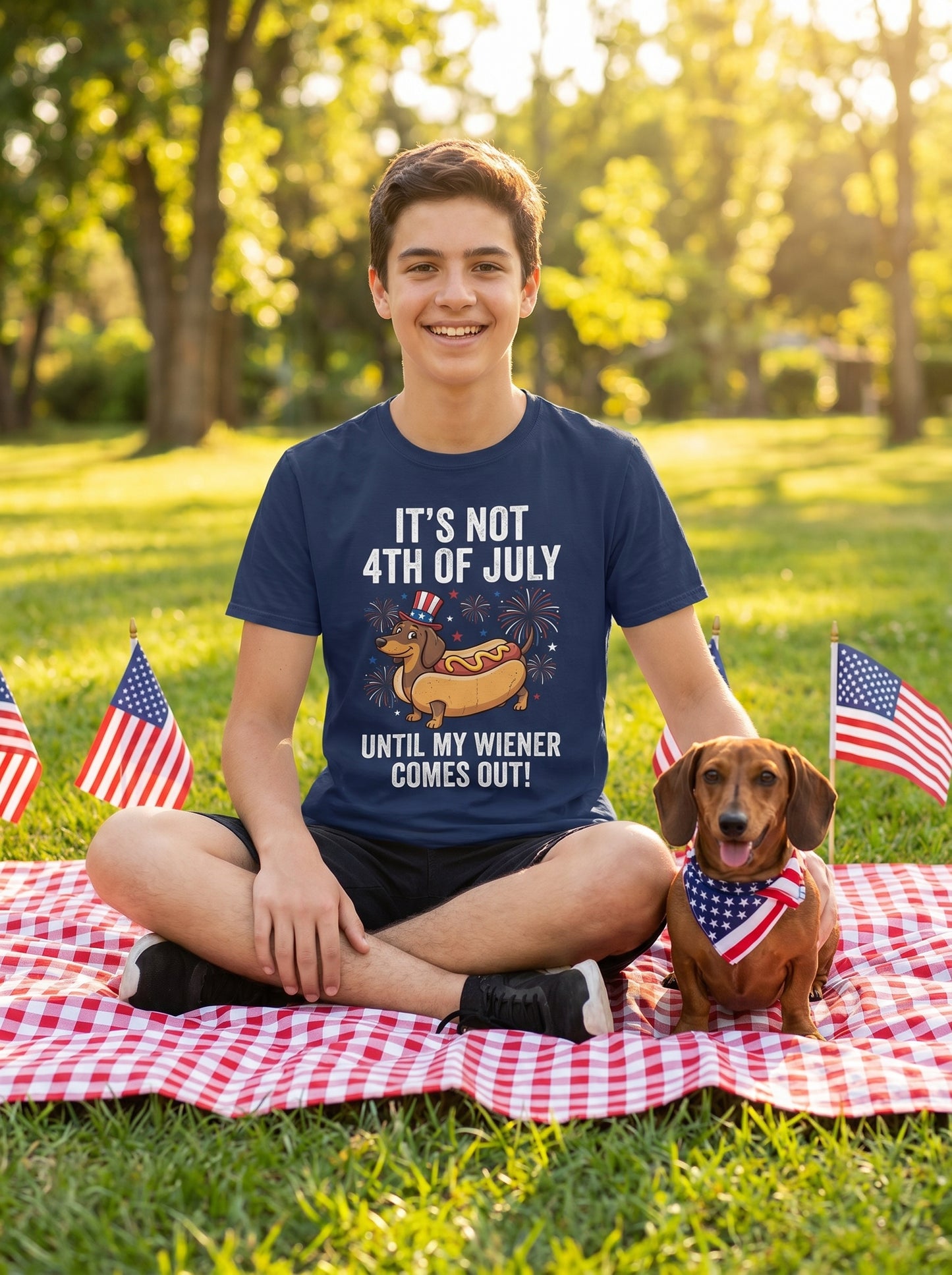 My Wiener Comes Out 4th of July T-Shirt