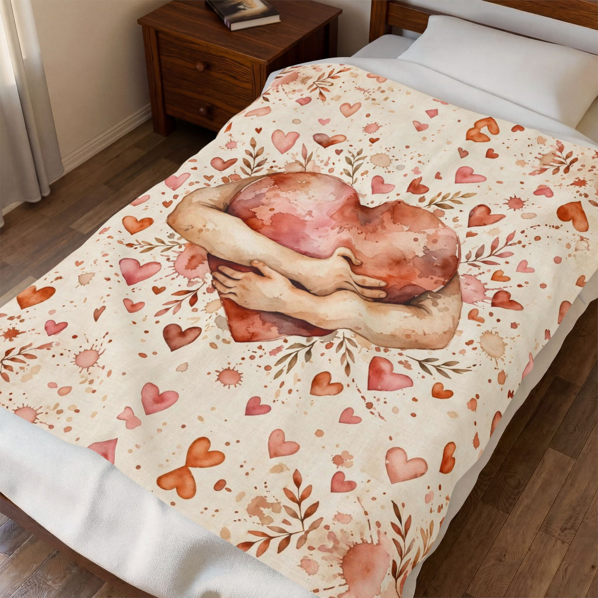 A Hug You Can Keep | Watercolor Heart Velveteen Plush Blanket