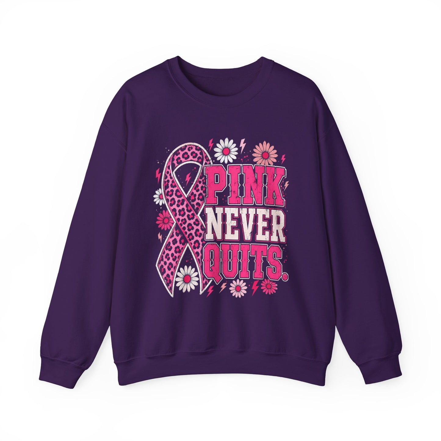 Pink Never Quits | Breast Cancer Awareness Unisex Crewneck Sweatshirt