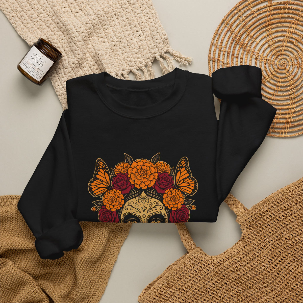 Día de los Muertos Catrina Elegance | Sugar Skull Marigold Sweatshirt
