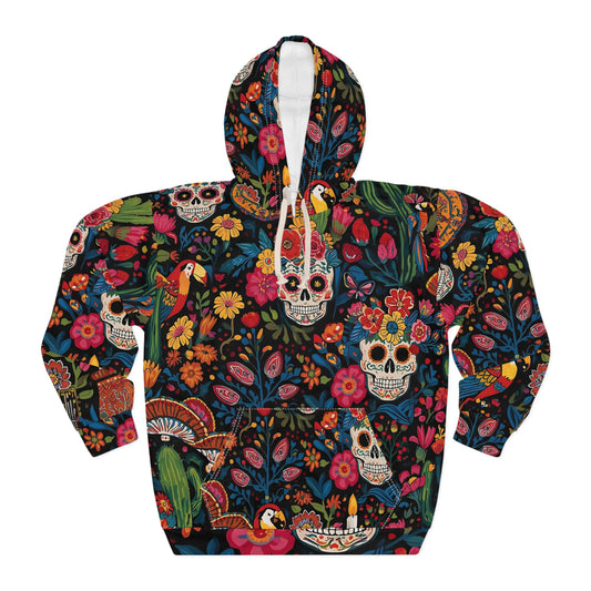 Sugar Skull Hoodie — Día de los Muertos Skull Pullover
