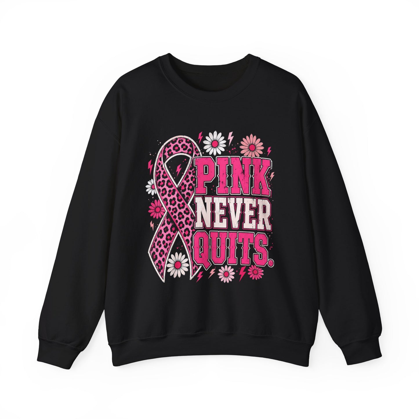 Pink Never Quits | Breast Cancer Awareness Unisex Crewneck Sweatshirt