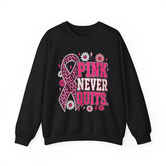 Pink Never Quits | Breast Cancer Awareness Unisex Crewneck Sweatshirt