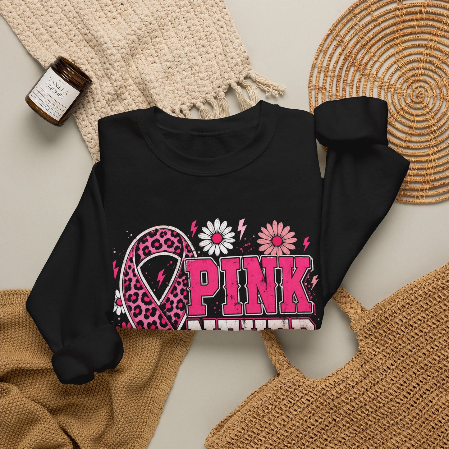 Pink Never Quits | Breast Cancer Awareness Unisex Crewneck Sweatshirt