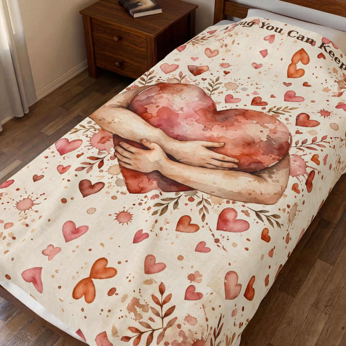 A Hug You Can Keep | Watercolor Heart Velveteen Plush Blanket