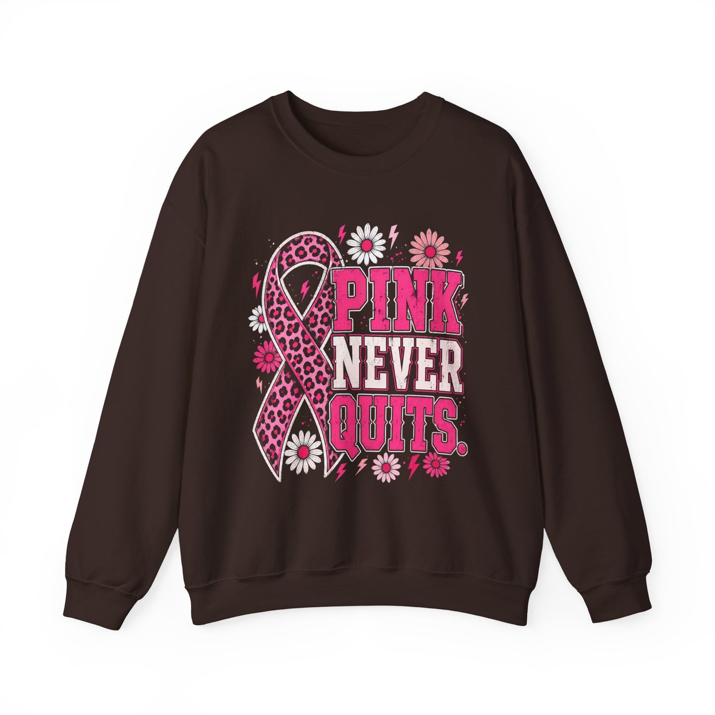 Pink Never Quits | Breast Cancer Awareness Unisex Crewneck Sweatshirt
