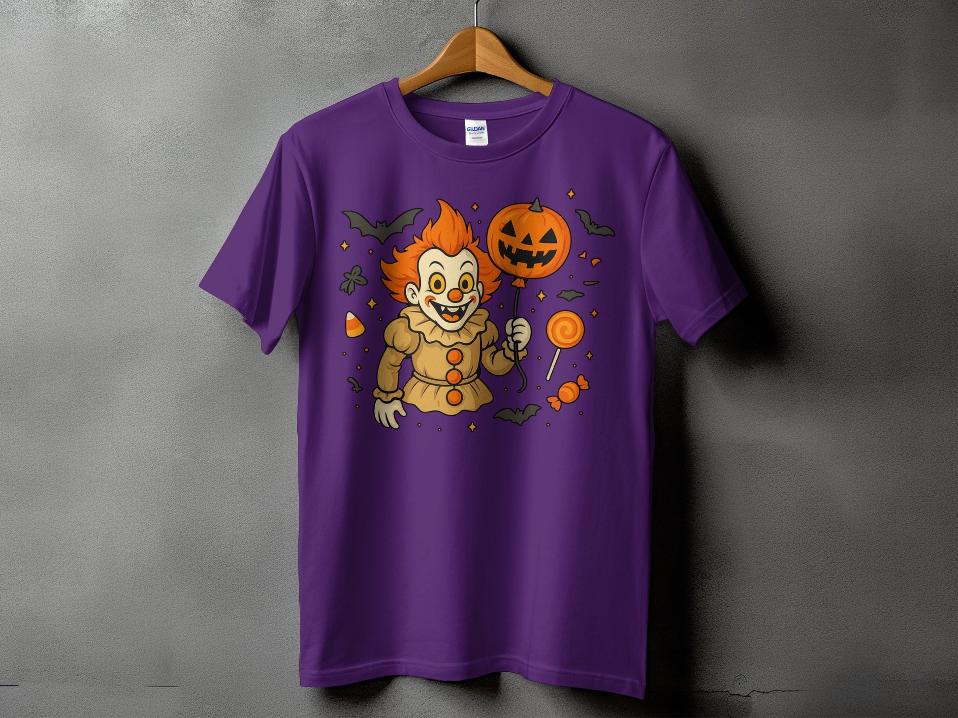 Spooky Clown Halloween Themed Purple T-Shirt product
