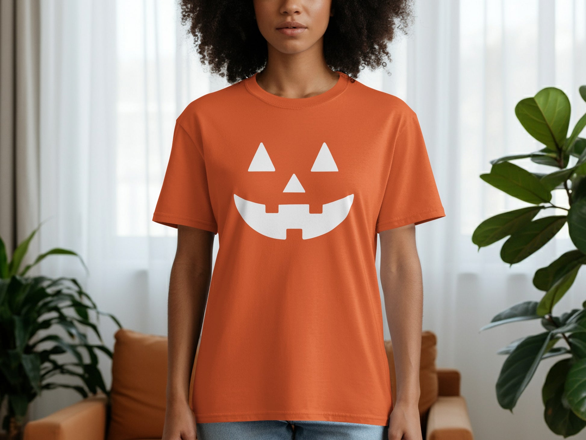 Halloween Pumpkin Face Graphic T-shirt festive product type