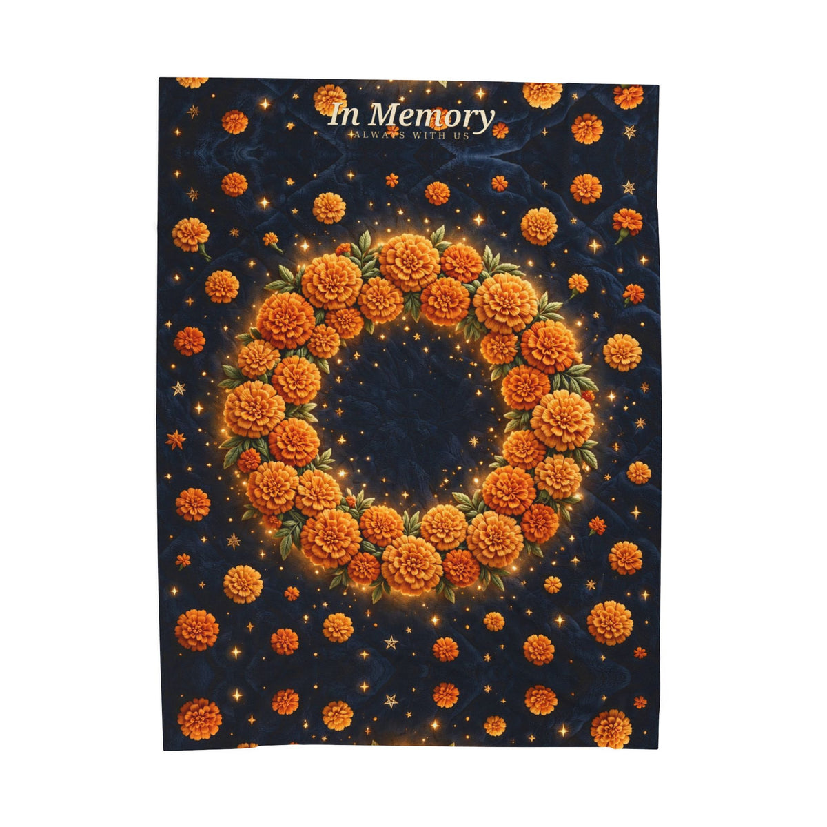In Memory | Midnight Marigold Wreath Velveteen Plush Blanket