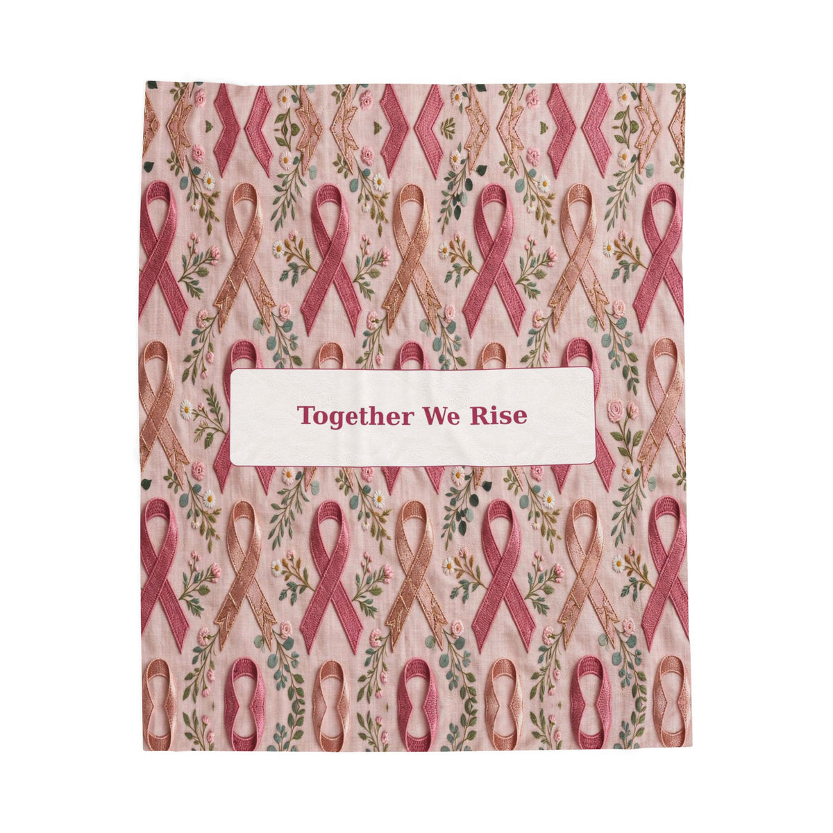Together We Rise | Pink Ribbon Velveteen Plush Blanket