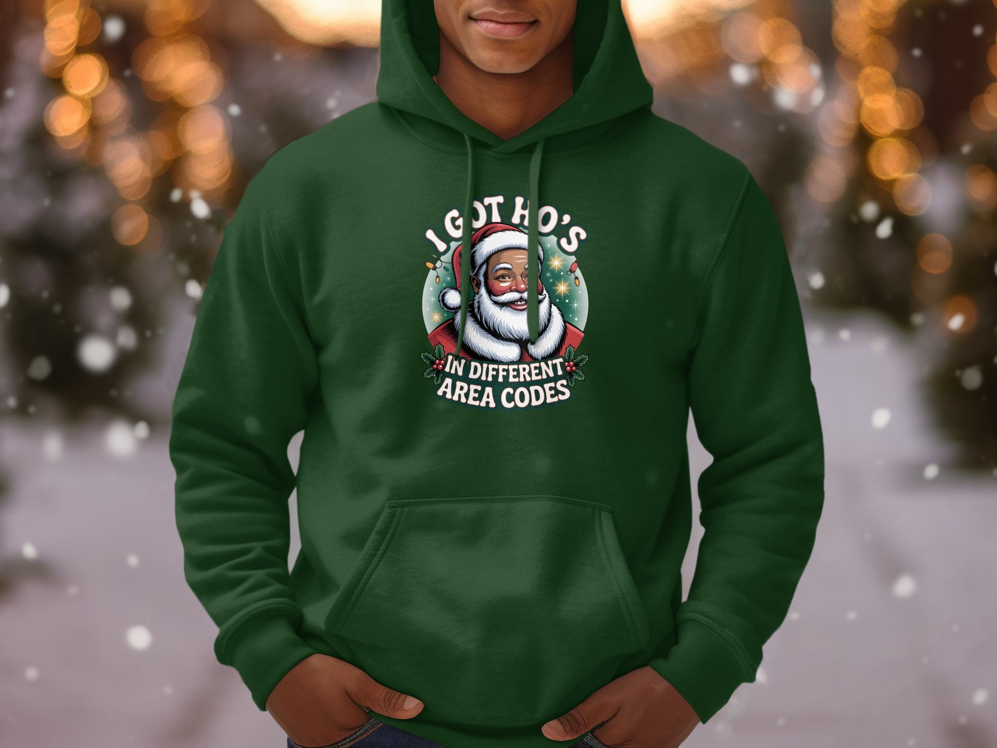 Festive Santa in Different Area Codes Hoodie