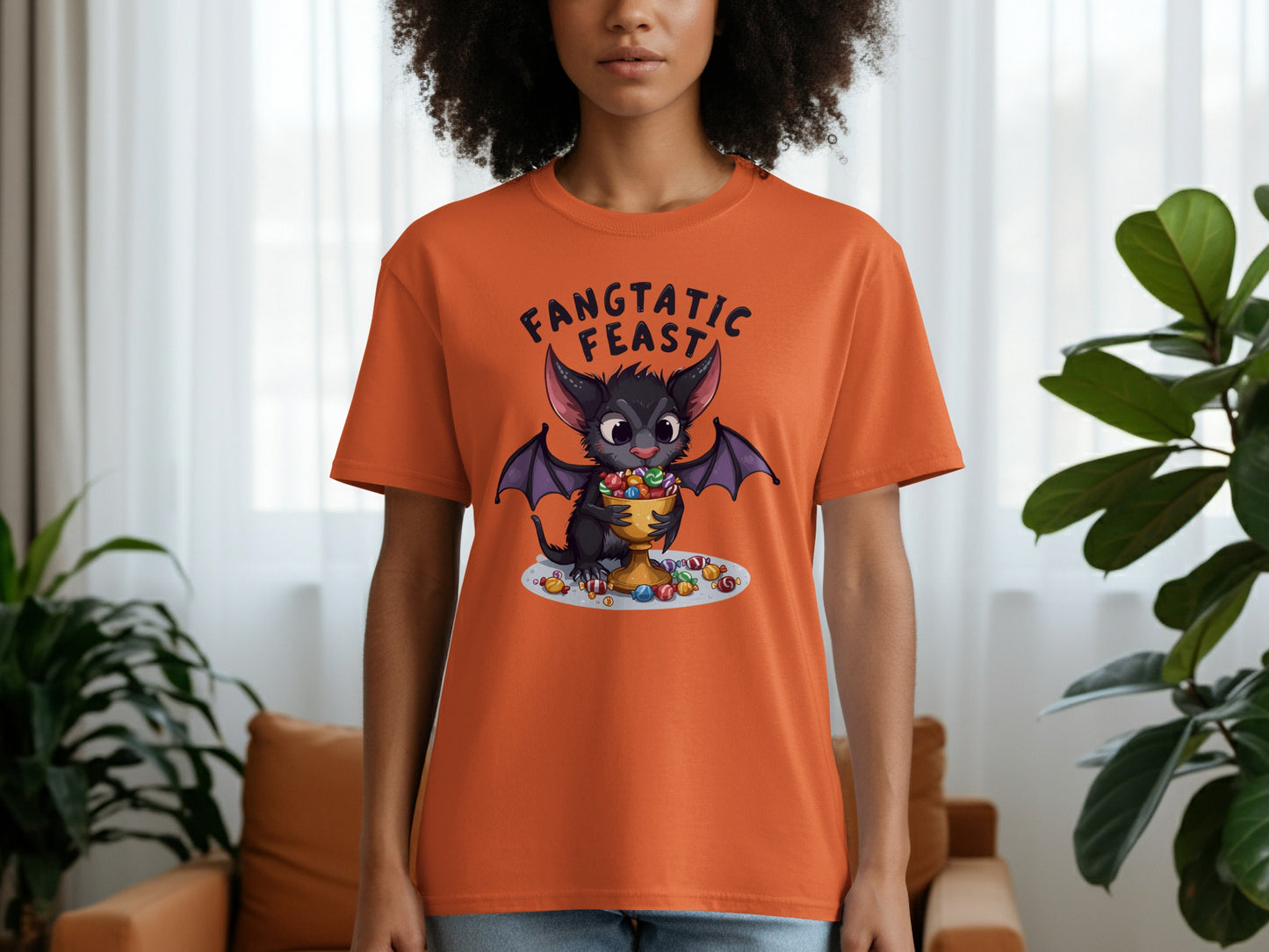 Fangtatic Feast Halloween Bat Graphic T-shirt product