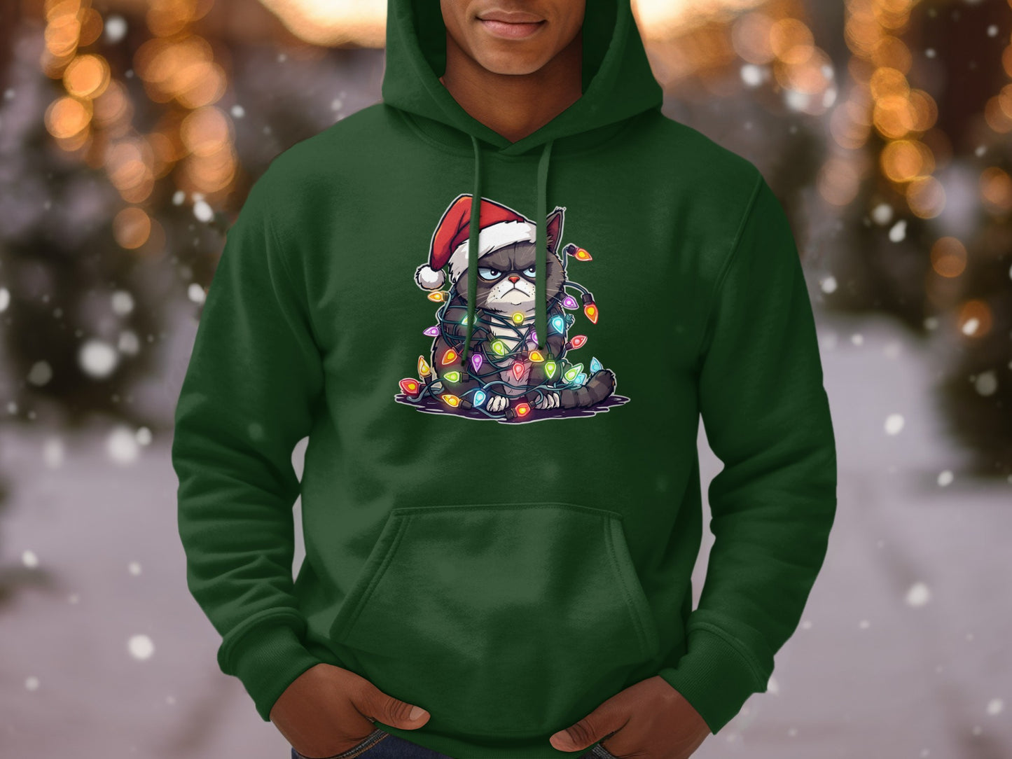 Christmas Grumpy Cat with Lights Hoodie Product