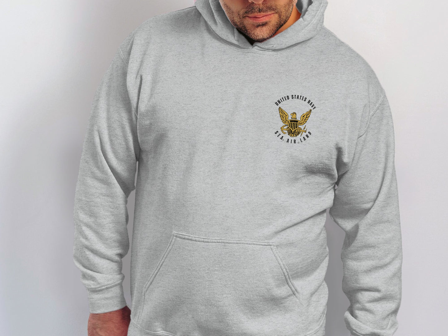 United States Navy Gray Hoodie with Logo Sweatshirt