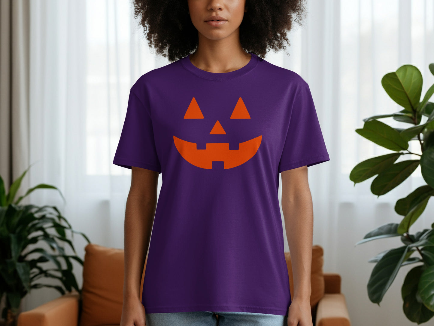 Halloween Pumpkin Face Graphic T-shirt Festive Holiday product