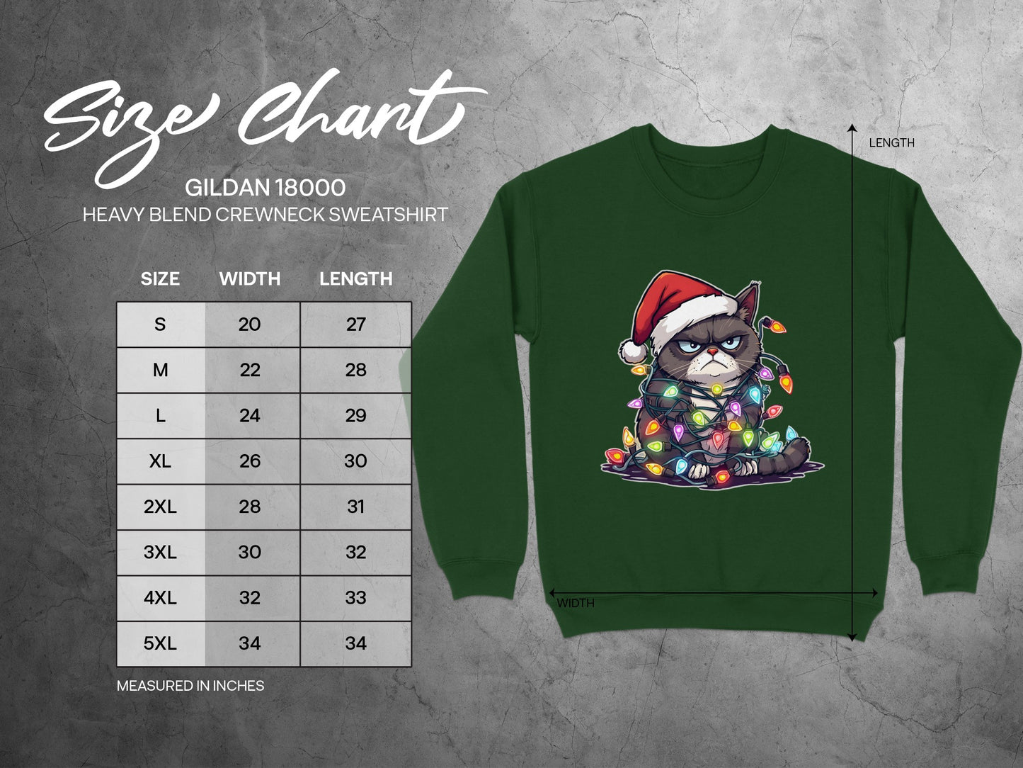 Grumpy Cat Christmas Lights Green Crewneck Sweatshirt
