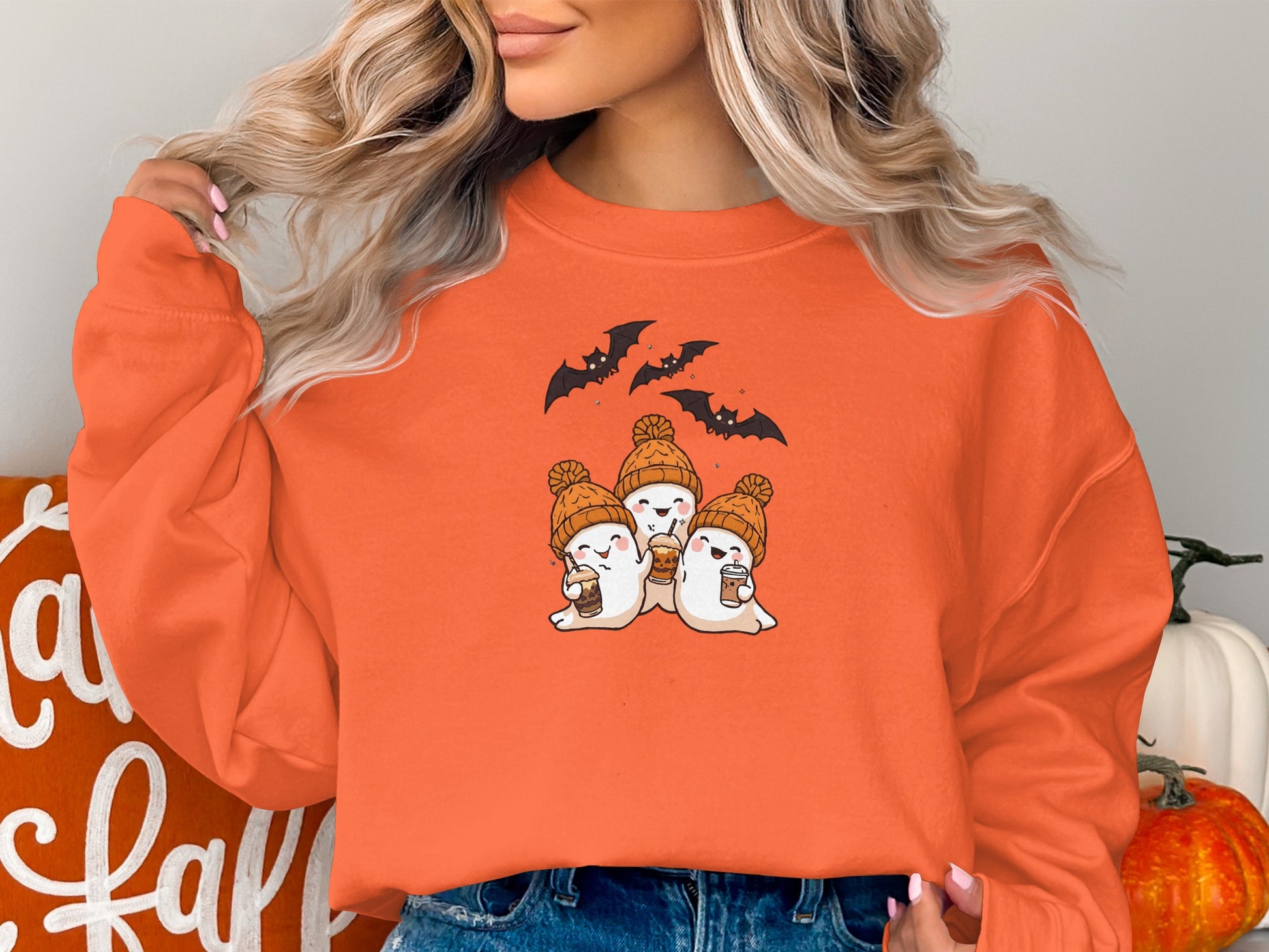 Adorable Ghosts Print Halloween Sweatshirt product type