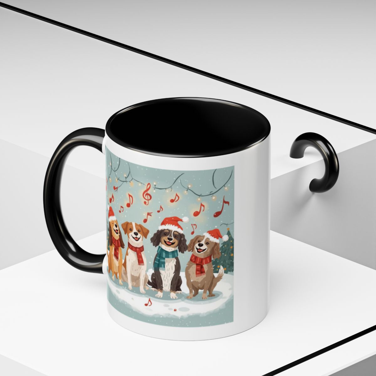 Festive Dogs Singing Christmas Carols Holiday Mug
