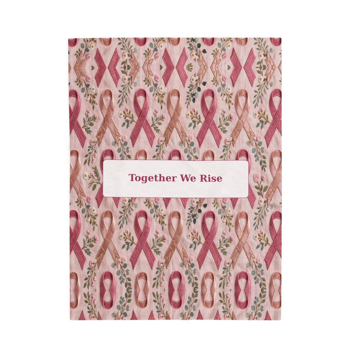 Together We Rise | Pink Ribbon Velveteen Plush Blanket