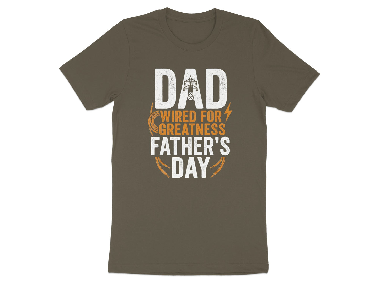 Dad Wired for Greatness Father's Day graphic t-shirt.
