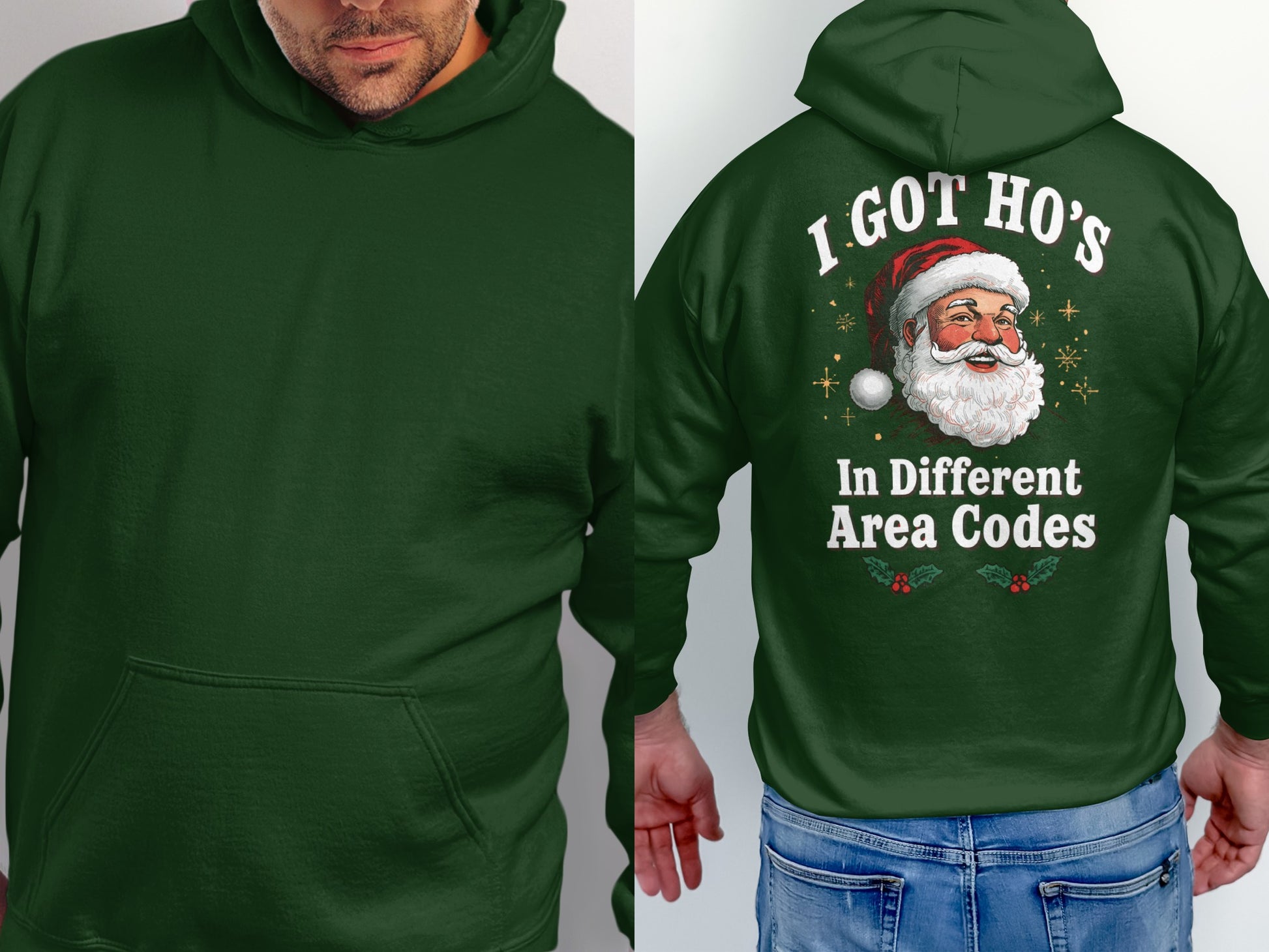 Santa Claus Hoodie I Got Ho's in Different Area Codes