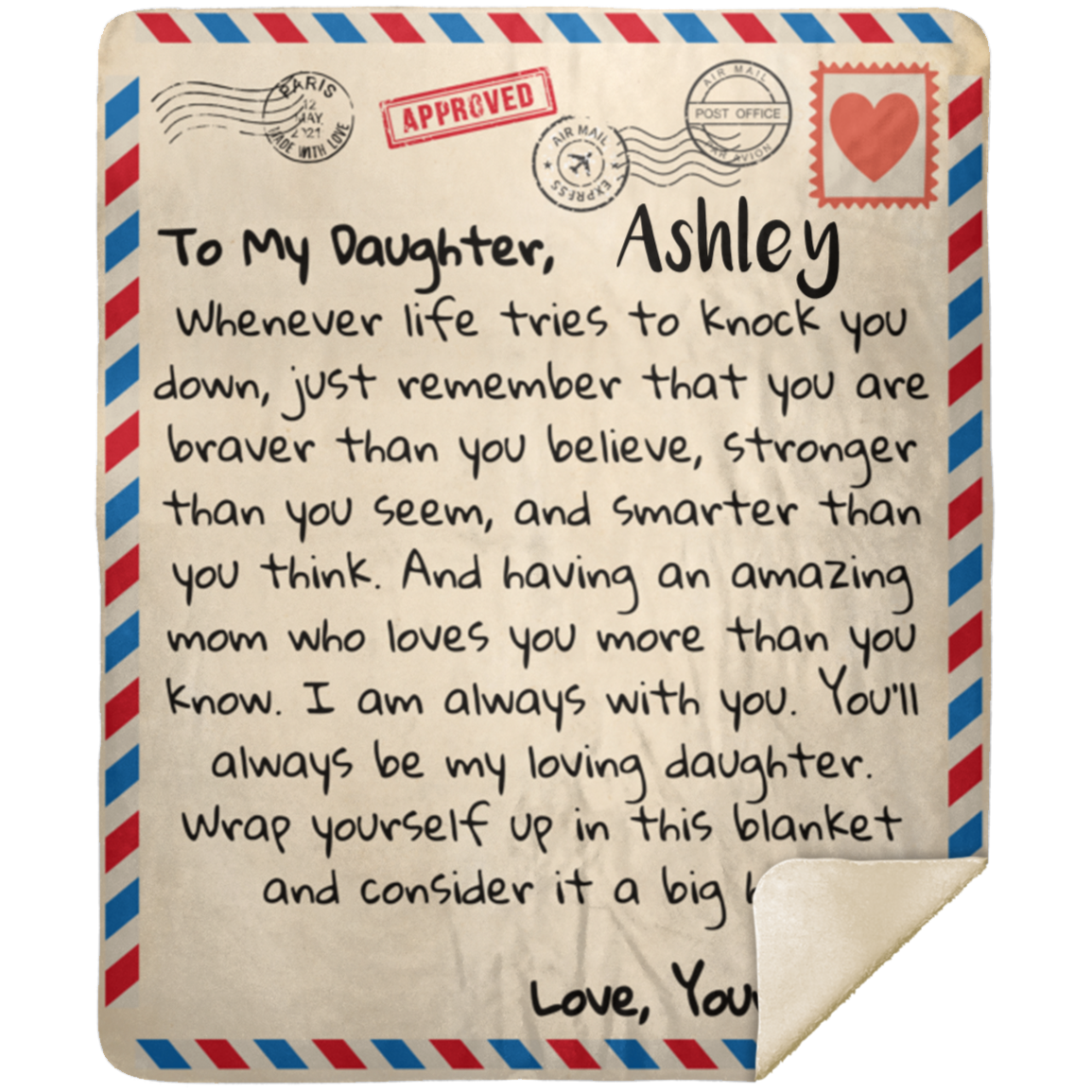 To My Daughter | Love Mom | Letter Blanket - Personalized