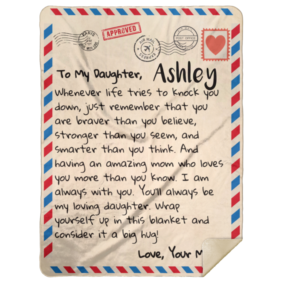 To My Daughter | Love Mom | Letter Blanket - Personalized