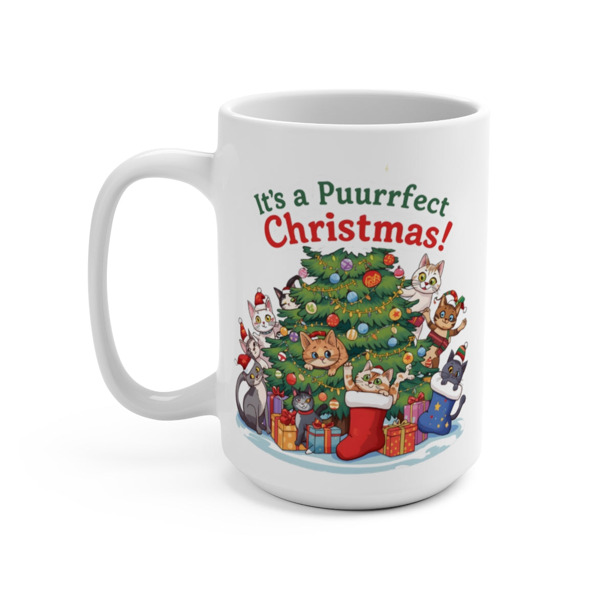 Festive Cat Lovers Holiday Mug It's a Puurrrfect Christmas