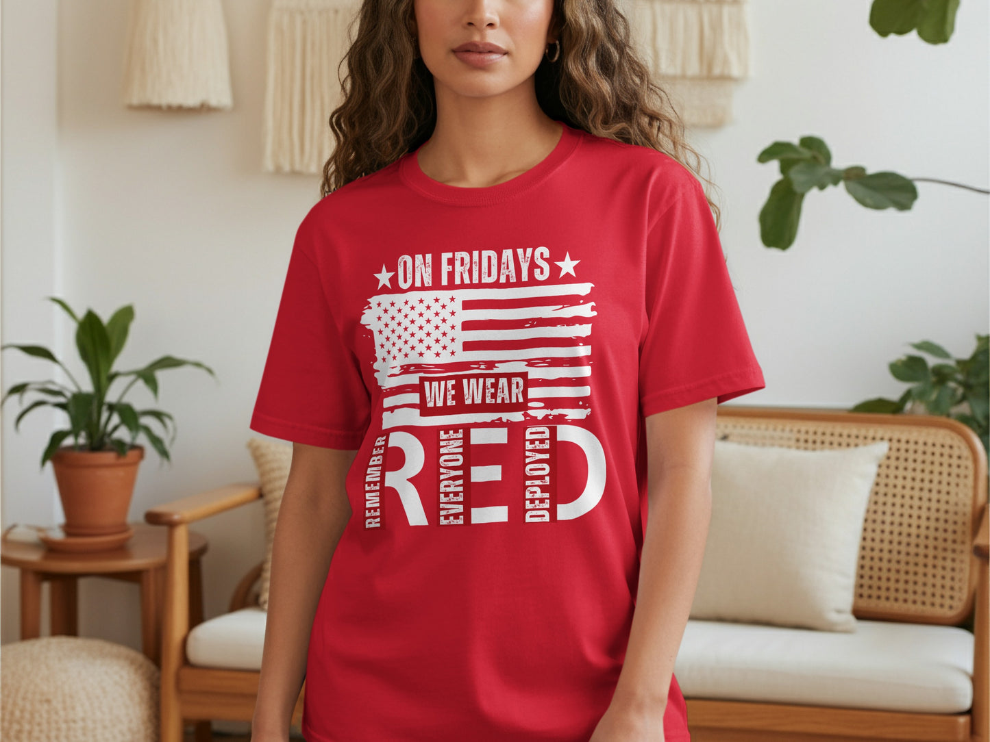 On Fridays We Wear RED Remember Everyone Deployed Shirt