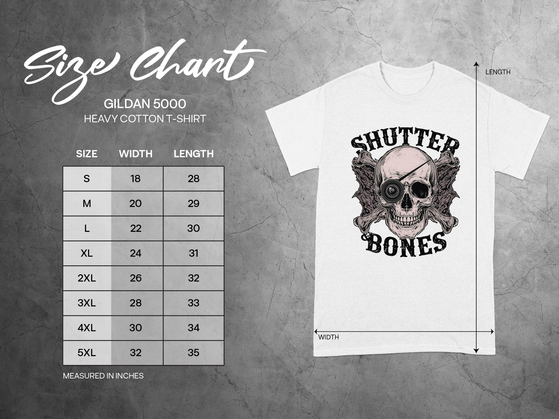 Shutter Bones Skull Graphic Gildan 5000 T-Shirt product type