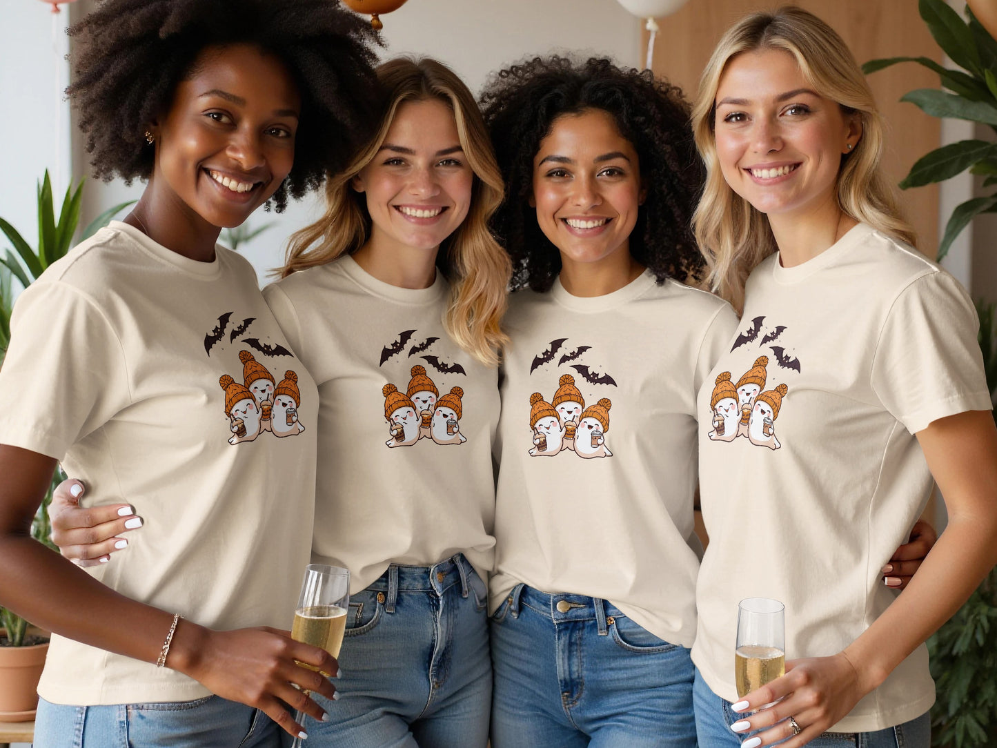 Adorable Ghost and Pumpkin Friends Tee product type