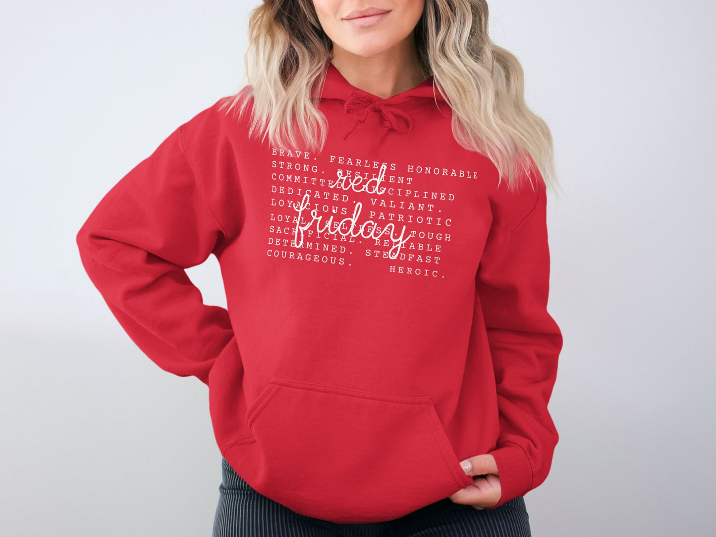 Strong Brave Honorable Red Hoodie Product