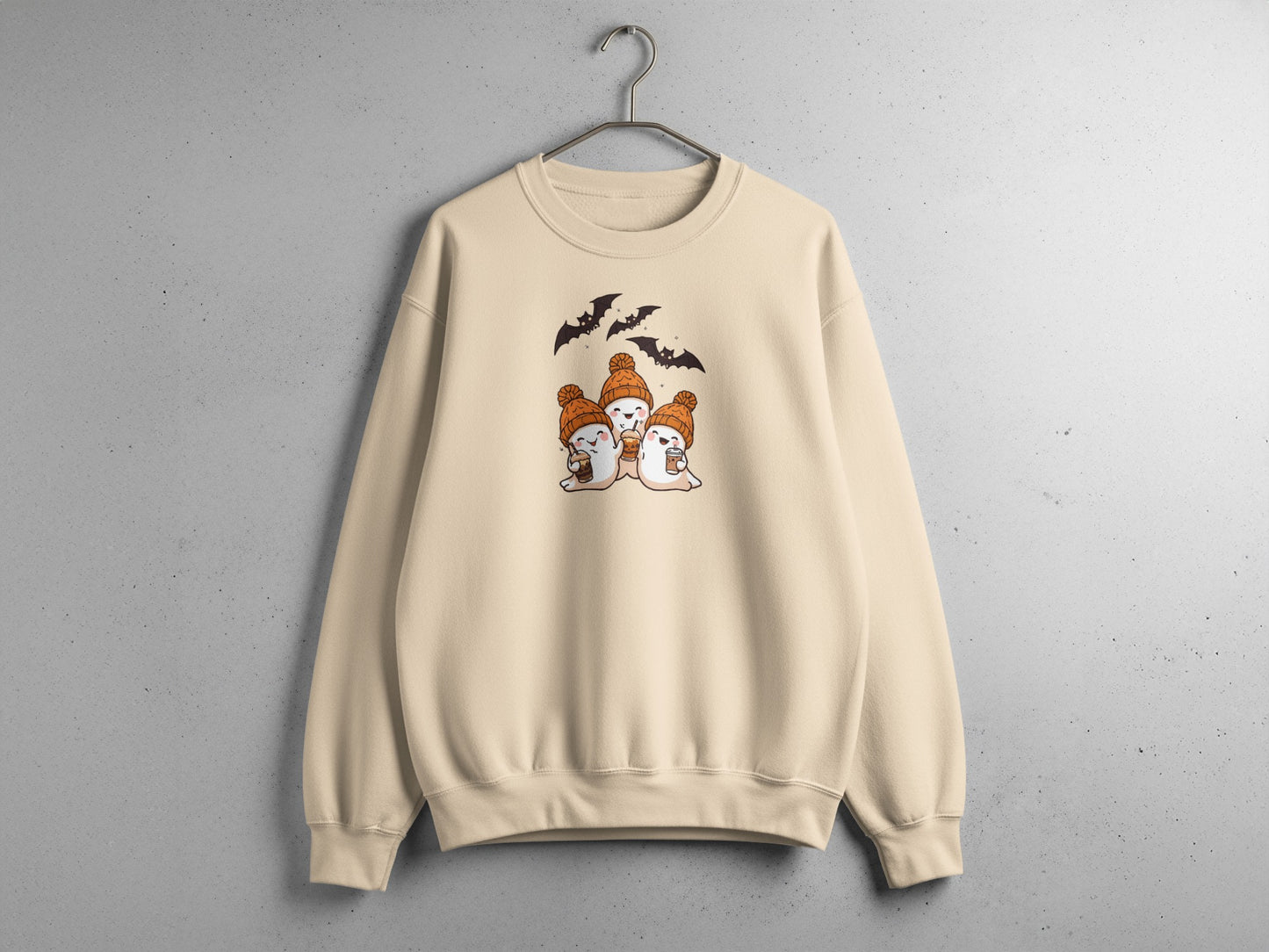 Festive Halloween Ghosts and Bats Design Sweatshirt product type