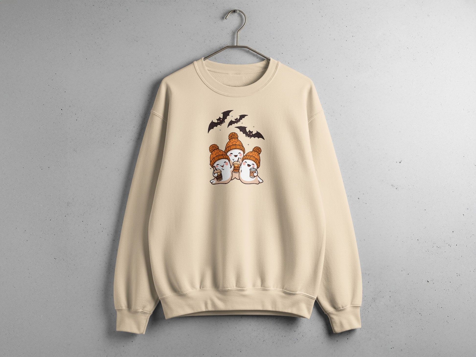 Festive Halloween Ghosts and Bats Design Sweatshirt product type