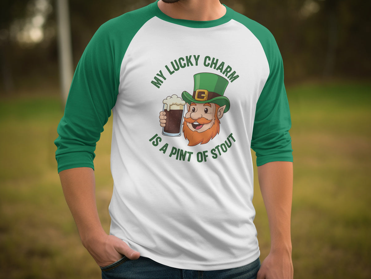 St. Patrick's Day Lucky Charm Long Sleeve T-Shirts, Leprechaun Pint Of Stout Tee, Funny Irish Beer Lover Gift, Celebration Apparel