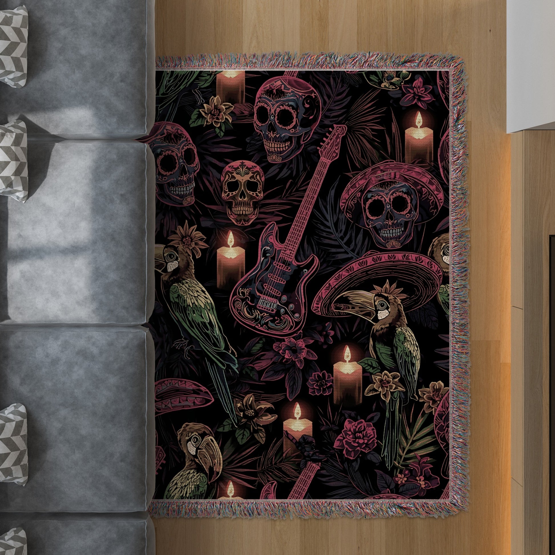 Skull and Guitar Pattern Decorative Rug product
